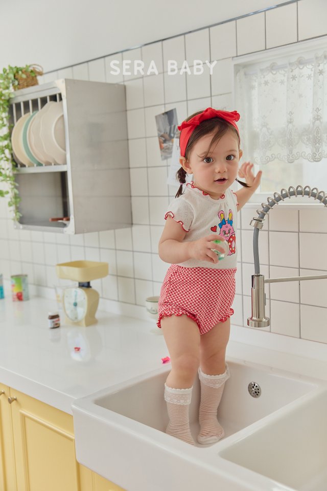Sera - Korean Baby Fashion - #babygirlfashion - Bebe Tube Check Bloomer Top Bottom Set - 7