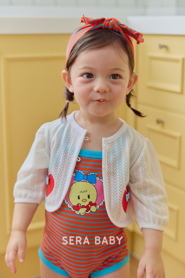 Sera - Korean Baby Fashion - #babylifestyle - Bebe Heart Ribbon Scarf Cardigan - 7