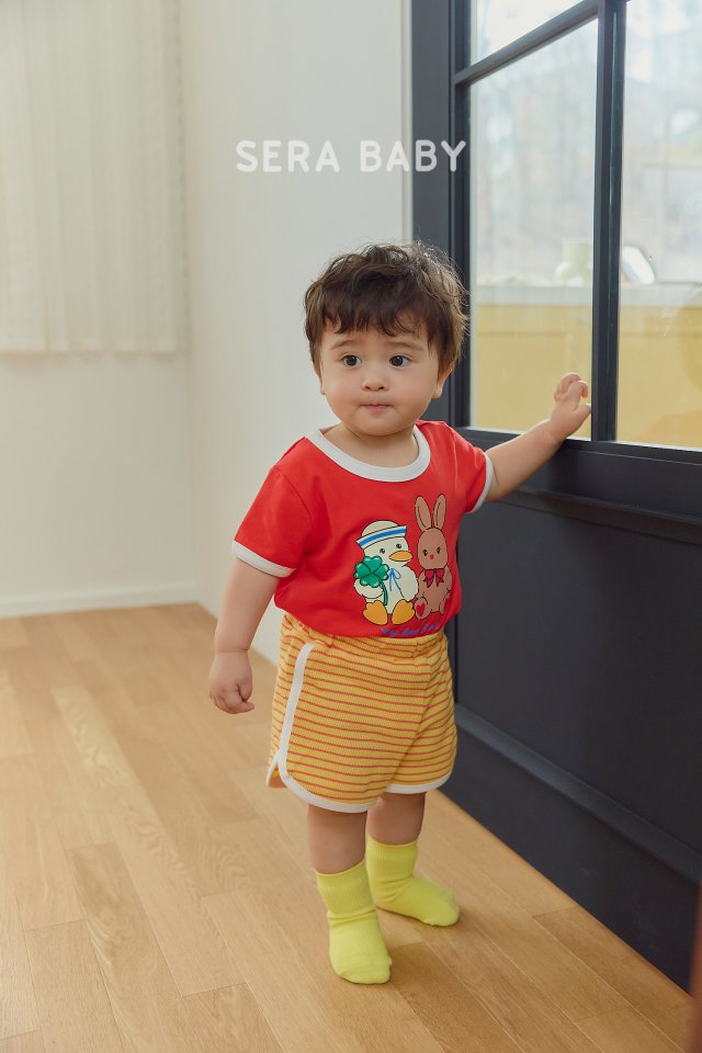 Sera - Korean Baby Fashion - #babyoninstagram - Bebe Clover Stripe Top Bottom Set - 6