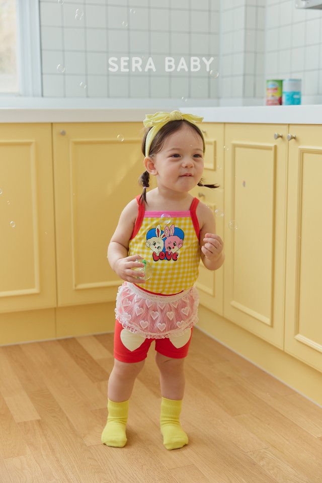 Sera - Korean Baby Fashion - #babyoninstagram - Bebe Check String Sleeveless Top Bottom Set - 11