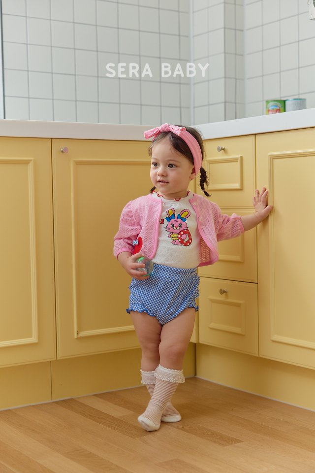 Sera - Korean Baby Fashion - #babyoninstagram - Bebe Tube Check Bloomer Top Bottom Set - 9