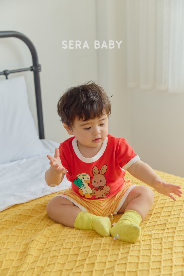 Sera - Korean Baby Fashion - #babyootd - Bebe Clover Stripe Top Bottom Set - 7