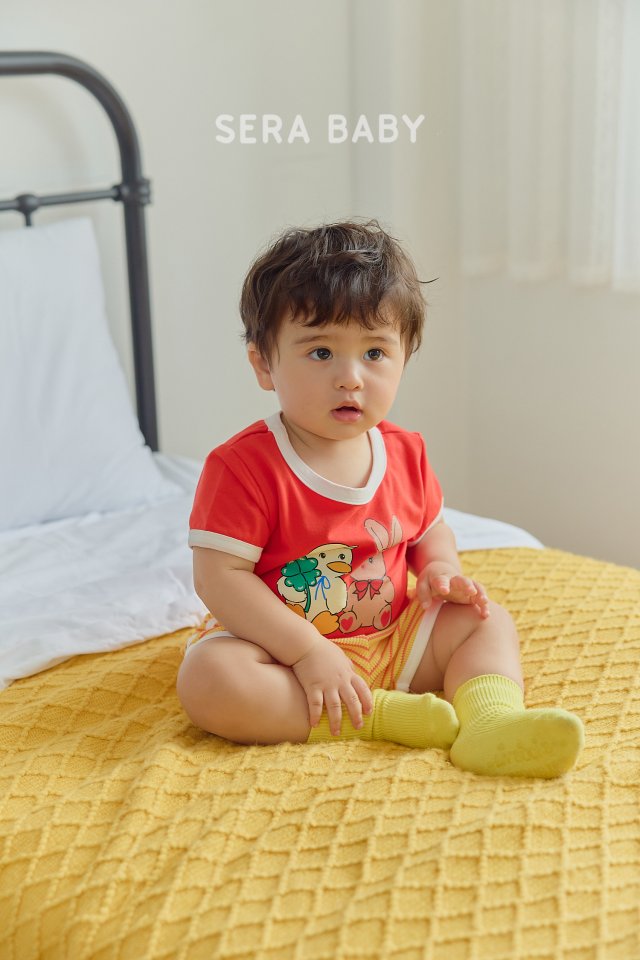 Sera - Korean Baby Fashion - #babyoutfit - Bebe Clover Stripe Top Bottom Set - 8