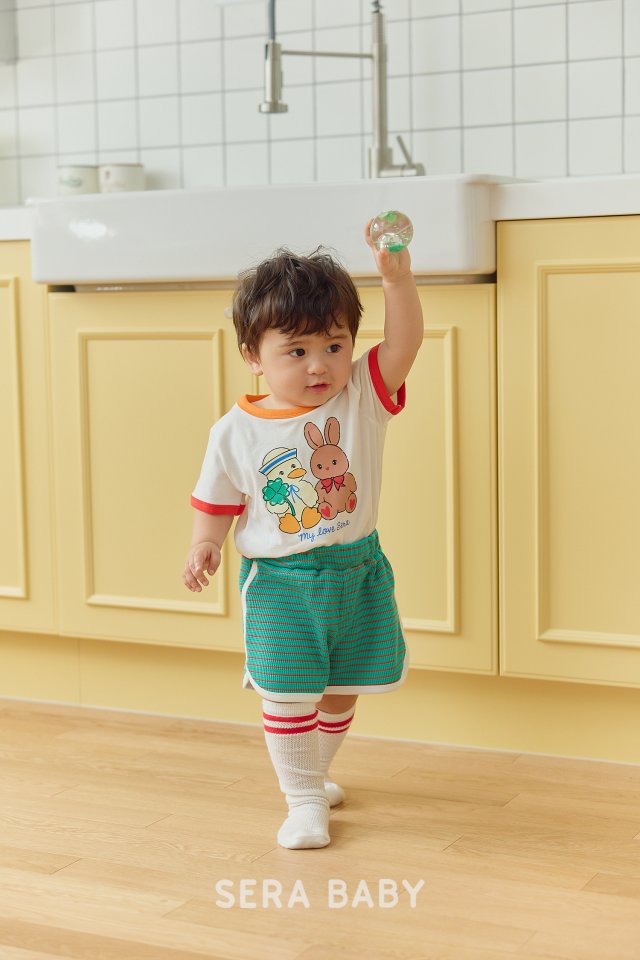 Sera - Korean Baby Fashion - #babyoutfit - Bebe Clover Stripe Top Bottom Set - 9