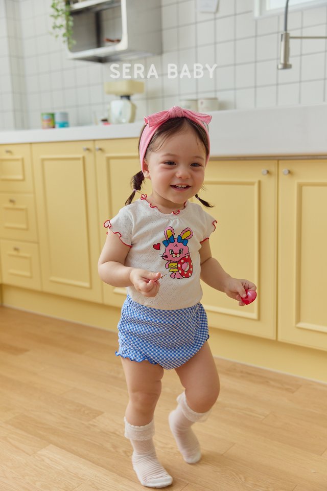 Sera - Korean Baby Fashion - #babyoutfit - Bebe Tube Check Bloomer Top Bottom Set - 12