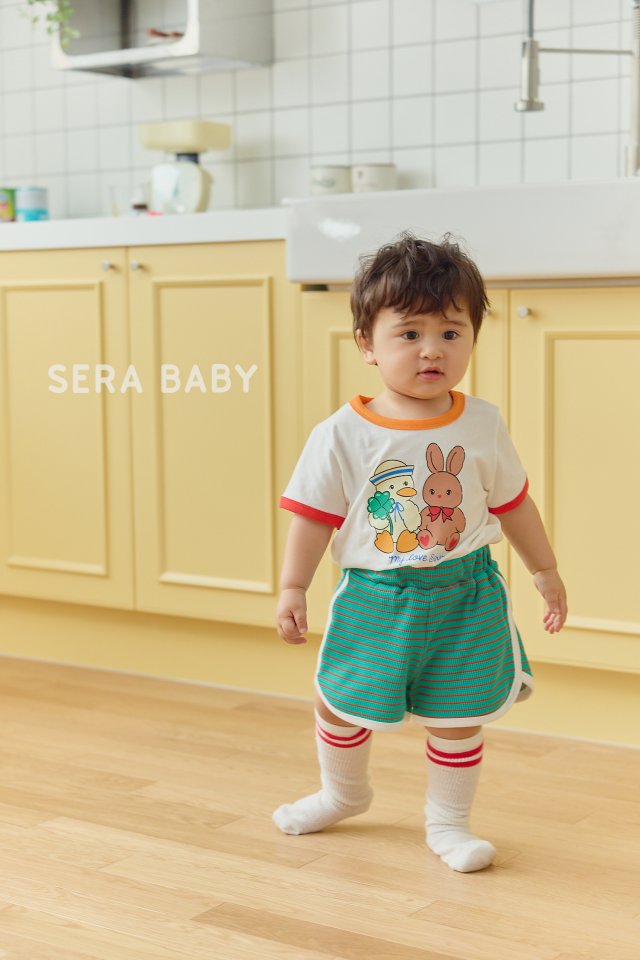 Sera - Korean Baby Fashion - #babywear - Bebe Clover Stripe Top Bottom Set - 10