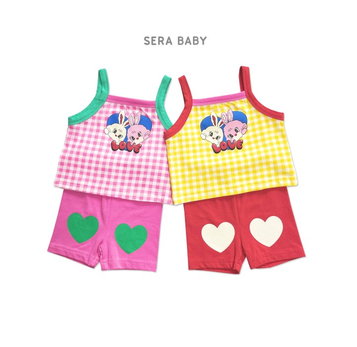 Sera - Korean Baby Fashion - #onlinebabyboutique - Bebe Check String Sleeveless Top Bottom Set