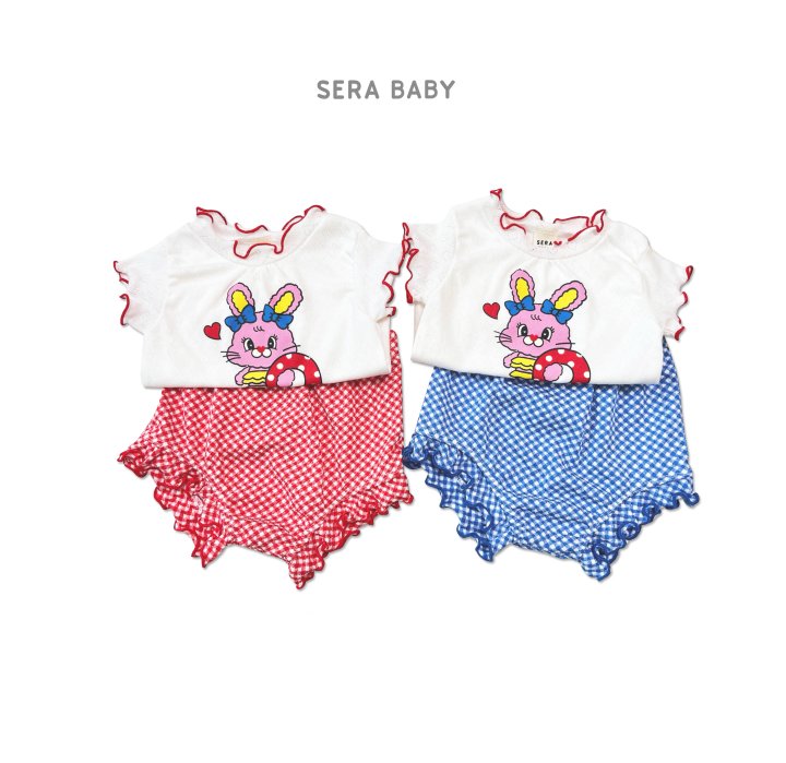 Sera - Korean Baby Fashion - #smilingbaby - Bebe Tube Check Bloomer Top Bottom Set