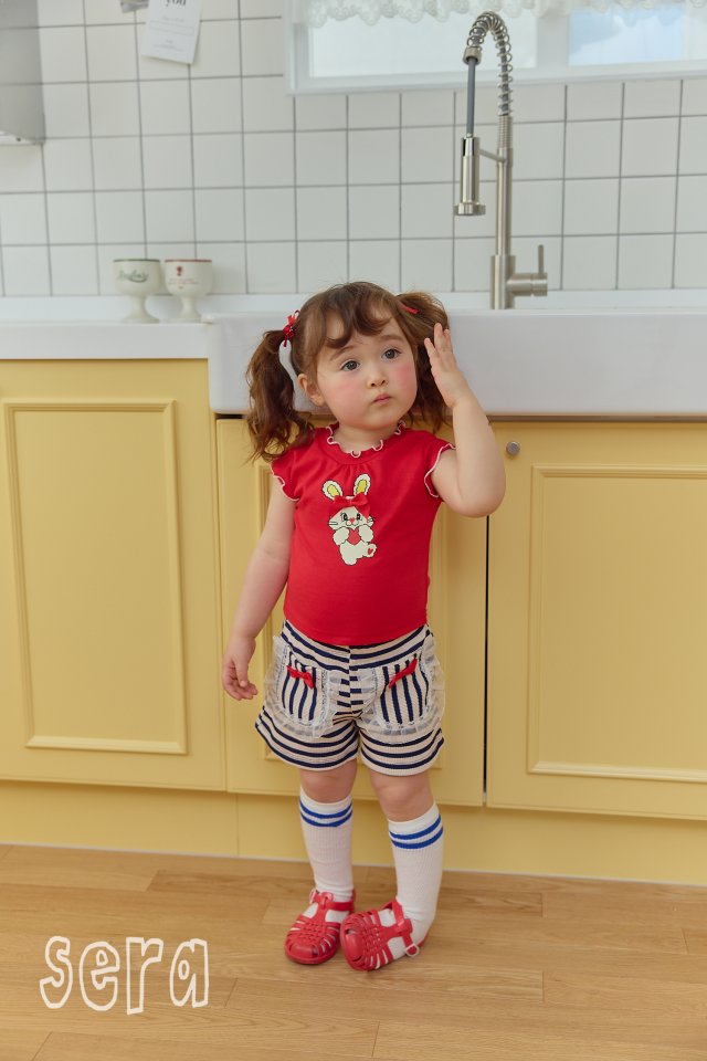 Sera - Korean Children Fashion - #childofig - Rib Denim Rabbit Tee - 8