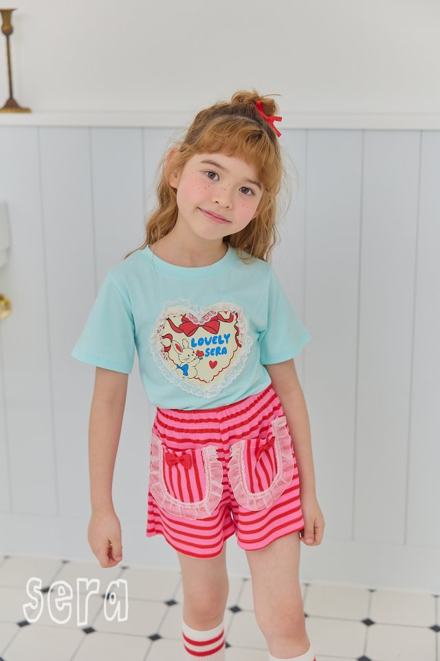 Sera - Korean Children Fashion - #childofig - Lace Heart Short Sleeve Tee - 5