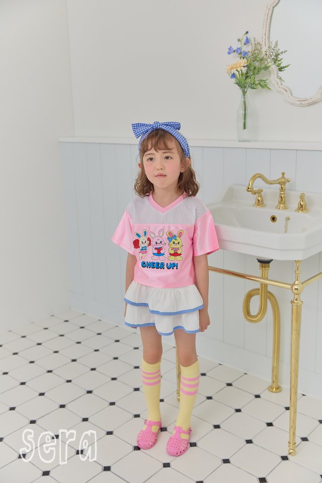 Sera - Korean Children Fashion - #childofig - V-neck Cheer Up Short Sleeve Tee - 11