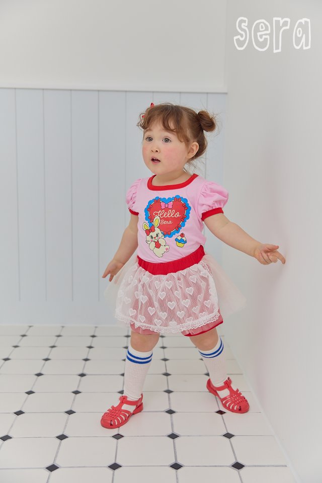 Sera - Korean Children Fashion - #childrensboutique - Mini Ribbon Heart Short Sleeve Tee - 11