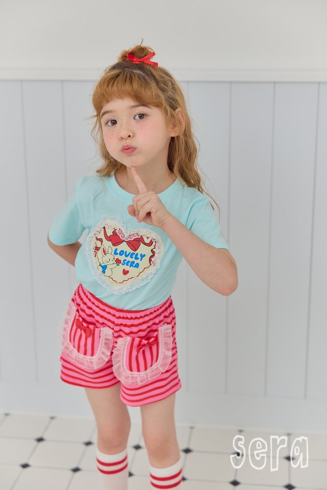 Sera - Korean Children Fashion - #childrensboutique - Lace Heart Short Sleeve Tee - 6