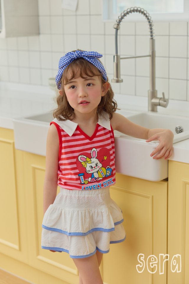 Sera - Korean Children Fashion - #childrensboutique - Collar Stripe Sleeveless Tee - 5