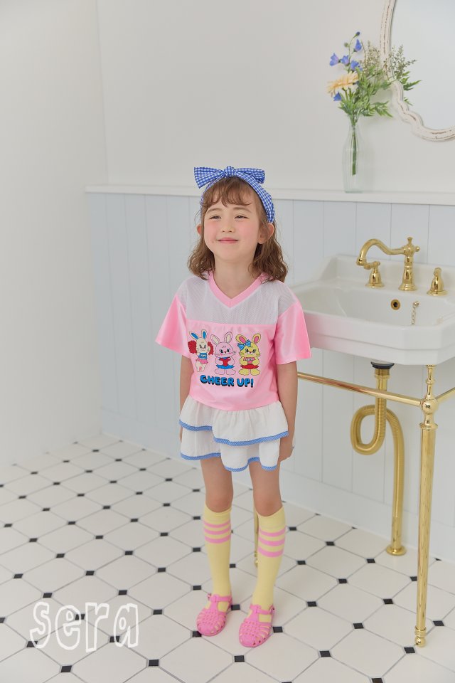 Sera - Korean Children Fashion - #childrensboutique - V-neck Cheer Up Short Sleeve Tee - 12