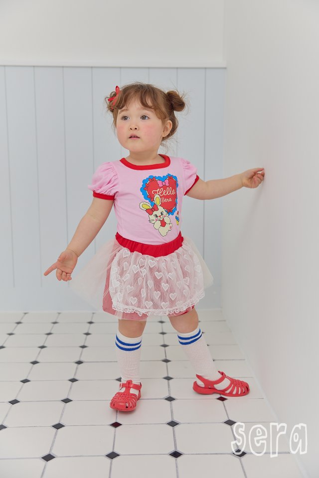 Sera - Korean Children Fashion - #designkidswear - Mini Ribbon Heart Short Sleeve Tee - 12