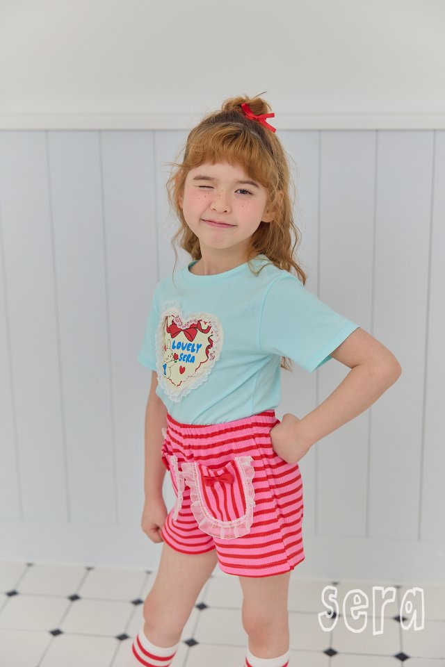 Sera - Korean Children Fashion - #designkidswear - Lace Heart Short Sleeve Tee - 7