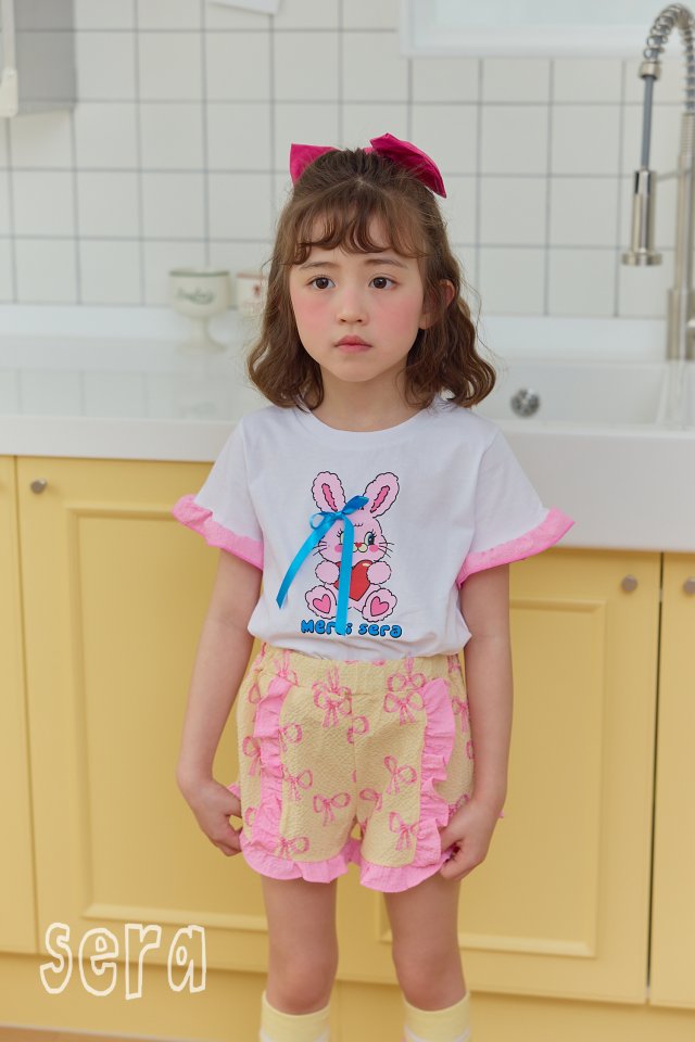Sera - Korean Children Fashion - #childrensboutique - Ribbon Print Top Bottom Set - 4