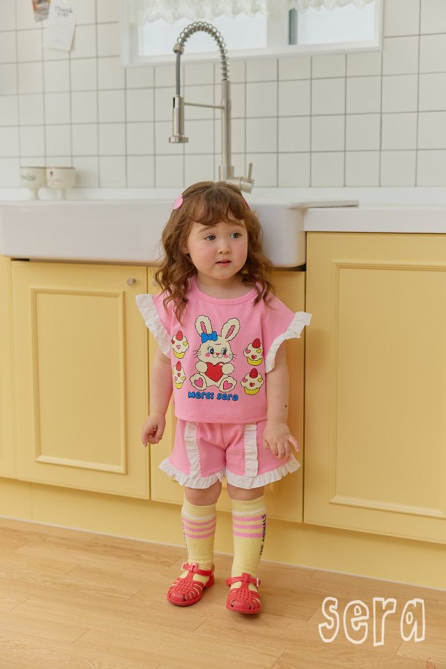 Sera - Korean Children Fashion - #designkidswear - Frill Strawberry Muffin Top Bottom Set - 4