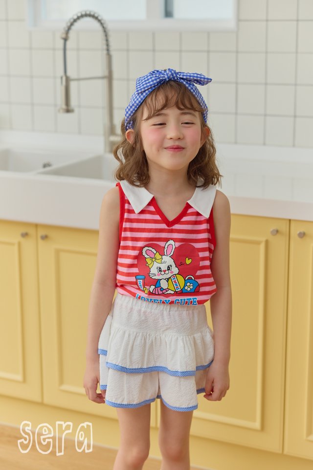 Sera - Korean Children Fashion - #fashionkids - Collar Stripe Sleeveless Tee - 8