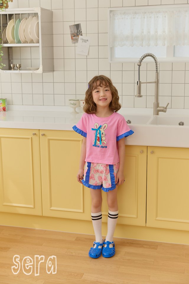 Sera - Korean Children Fashion - #fashionkids - Ribbon Print Top Bottom Set - 6