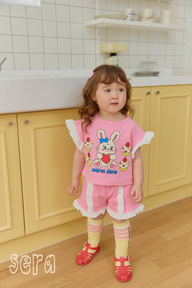 Sera - Korean Children Fashion - #fashionkids - Frill Strawberry Muffin Top Bottom Set - 5