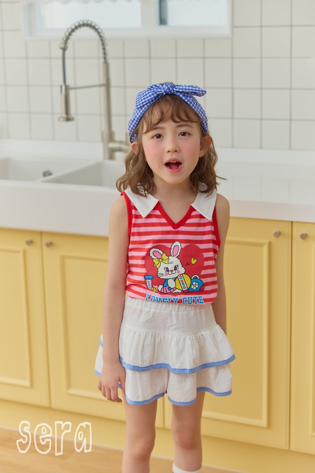 Sera - Korean Children Fashion - #kidsshorts - Collar Stripe Sleeveless Tee - 9
