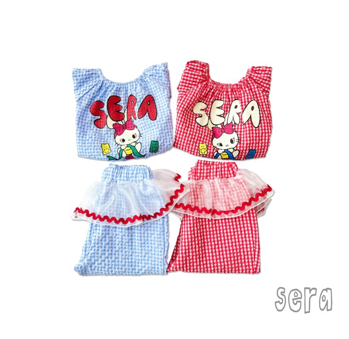 Sera - Korean Children Fashion - #kidsshorts - Checked Jelly Top Bottom Set