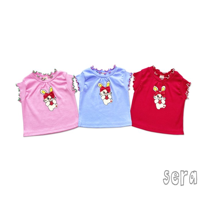 Sera - Korean Children Fashion - #kidsstore - Rib Denim Rabbit Tee