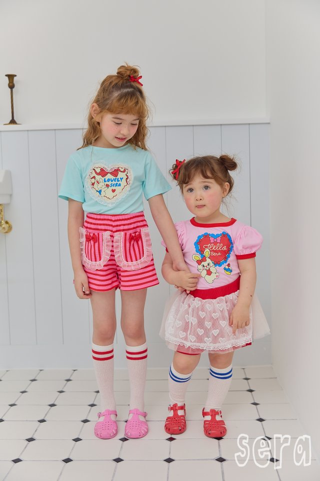 Sera - Korean Children Fashion - #kidsstore - Lace Heart Short Sleeve Tee - 11