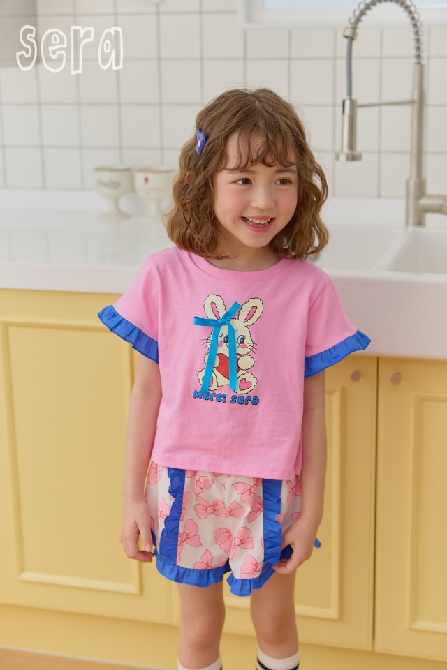 Sera - Korean Children Fashion - #kidsstore - Ribbon Print Top Bottom Set - 8