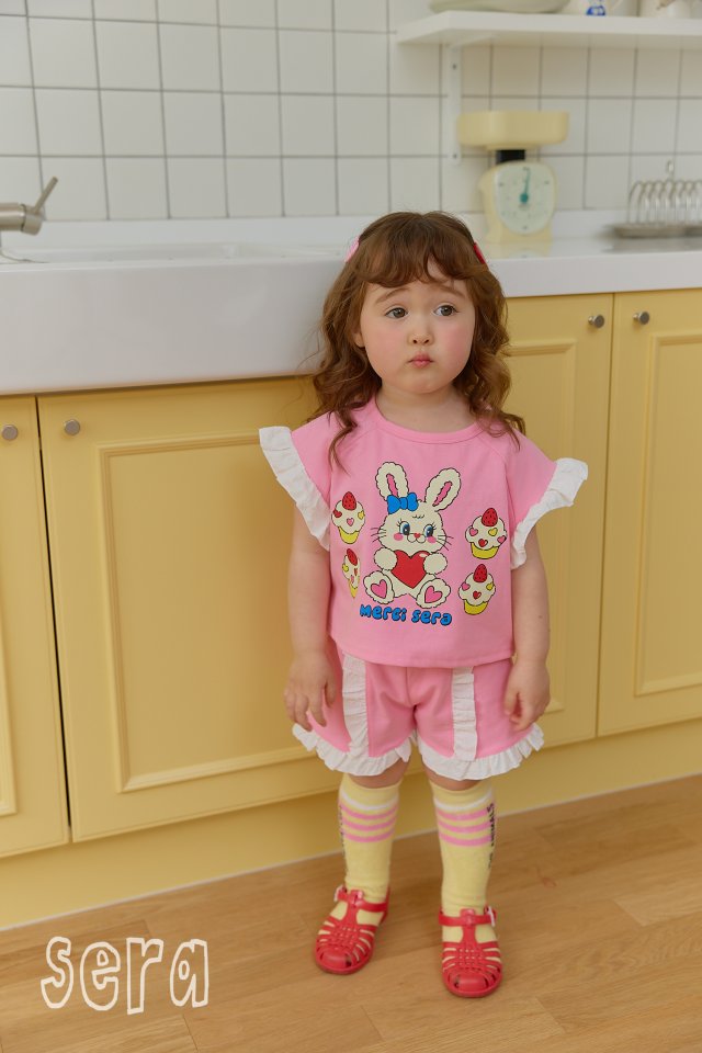 Sera - Korean Children Fashion - #kidsstore - Frill Strawberry Muffin Top Bottom Set - 7