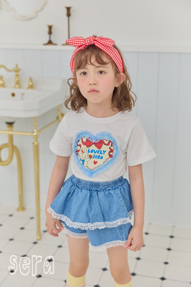 Sera - Korean Children Fashion - #kidsstore - Denim Lace Skirt Pants - 4