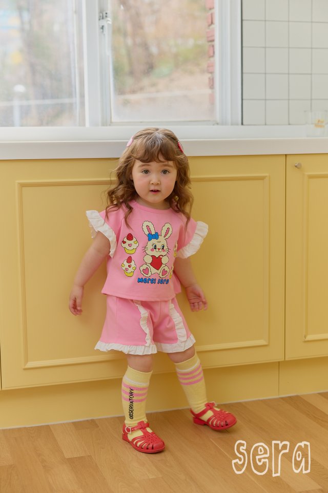 Sera - Korean Children Fashion - #kidzfashiontrend - Frill Strawberry Muffin Top Bottom Set - 8