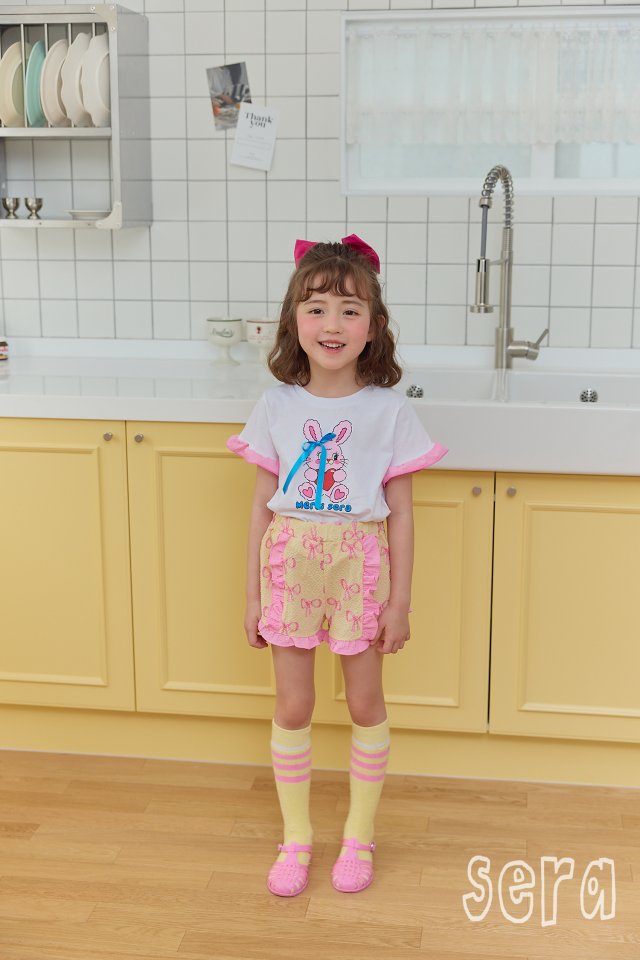Sera - Korean Children Fashion - #littlefashionista - Ribbon Print Top Bottom Set - 11