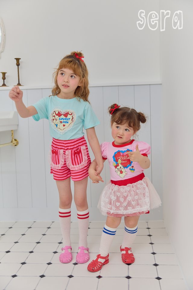 Sera - Korean Children Fashion - #magicofchildhood - Mini Ribbon Heart Short Sleeve Tee - 6