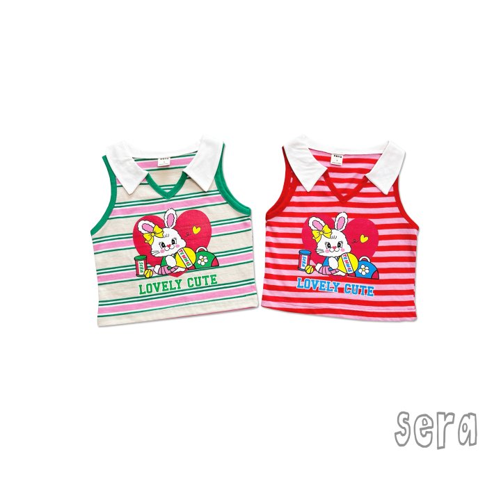 Sera - Korean Children Fashion - #minifashionista - Collar Stripe Sleeveless Tee