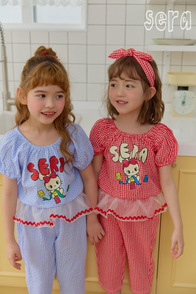 Sera - Korean Children Fashion - #stylishchildhood - Checked Jelly Top Bottom Set - 11