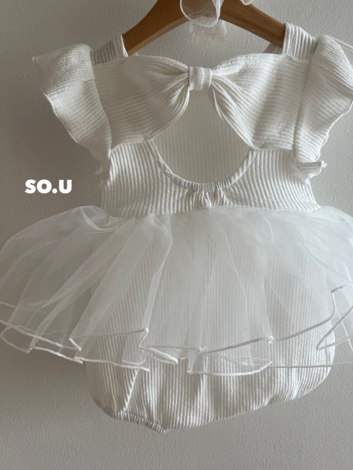 So U - Korean Baby Fashion - #babyboutique - Ribbed Back Ribbon Tutu Suit - 12