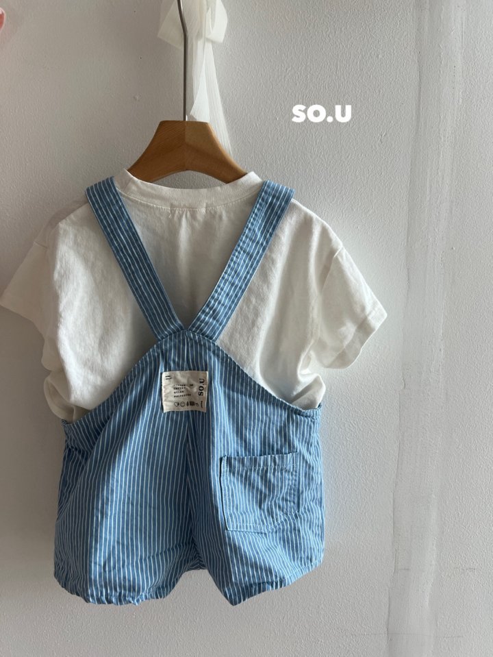 So U - Korean Baby Fashion - #babyboutique - Stripe Suspender Suit - 8