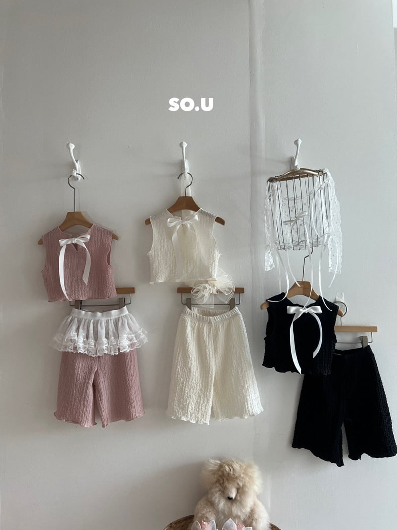So U - Korean Baby Fashion - #babyboutiqueclothing - Summer Back Ribbon Frilly Set - 12