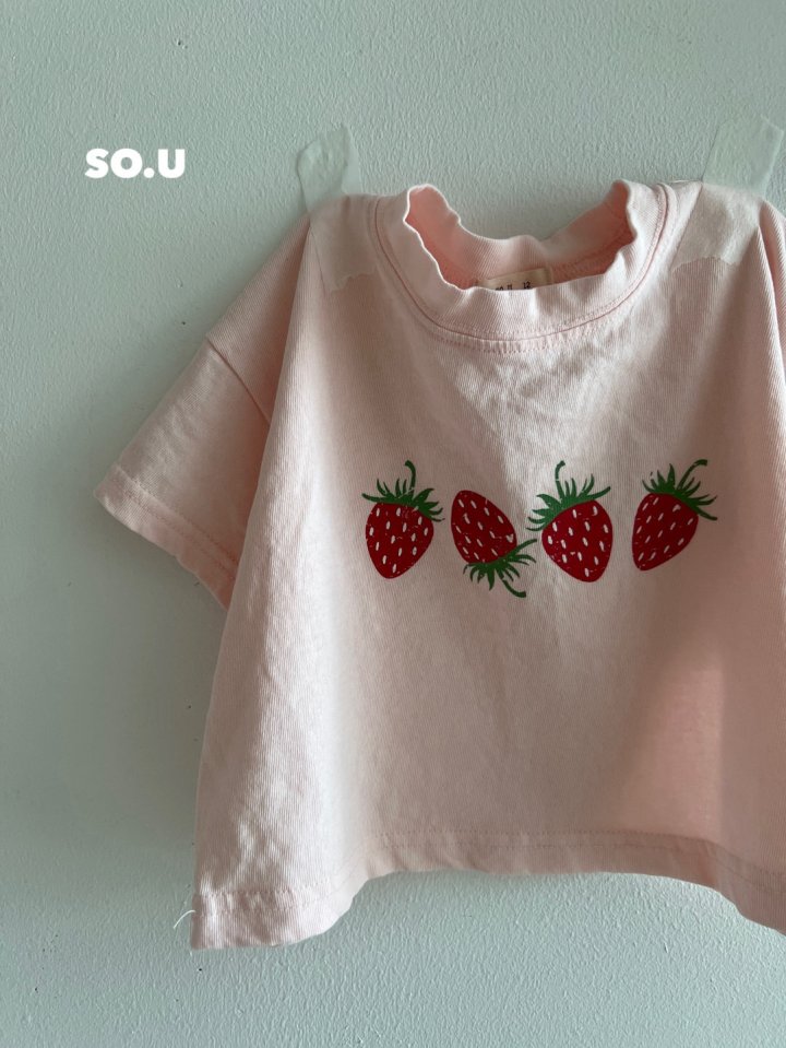 So U - Korean Baby Fashion - #babyboutiqueclothing - Strawberry Print Tee - 6
