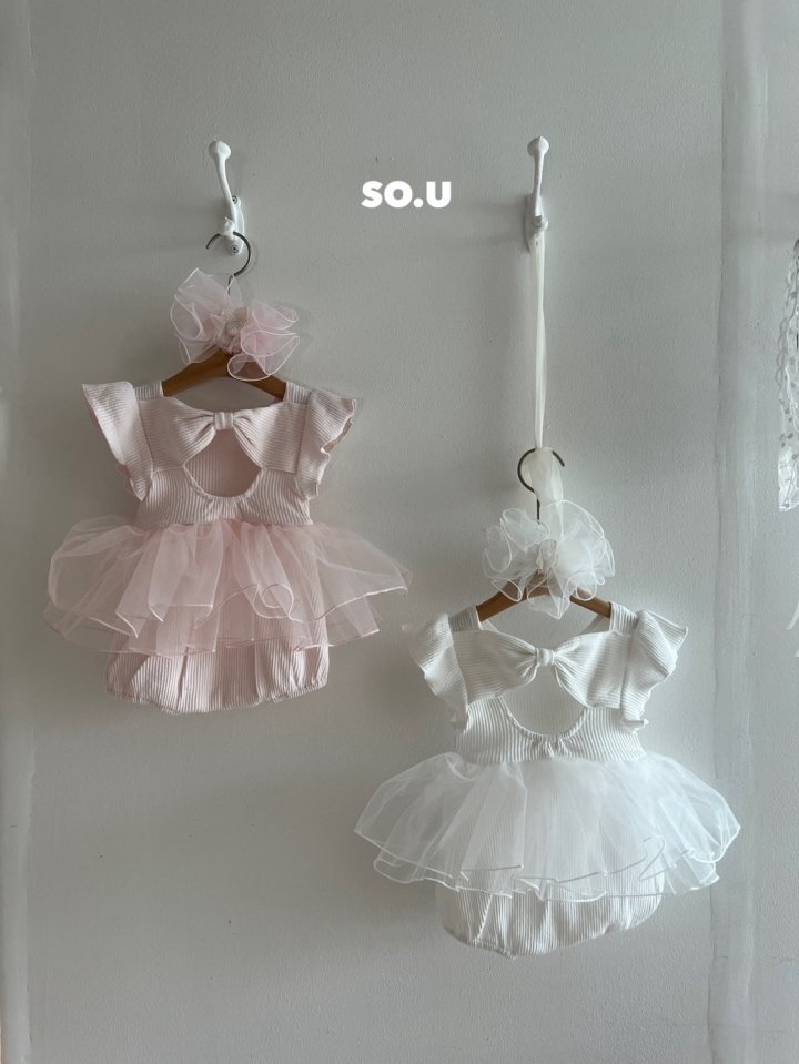 So U - Korean Baby Fashion - #babyfever - Ribbed Back Ribbon Tutu Suit