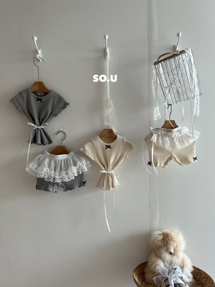 So U - Korean Baby Fashion - #babyfever - Summer Ribbed Frilly Set - 7