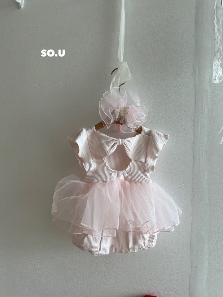 So U - Korean Baby Fashion - #babylifestyle - Ribbed Back Ribbon Tutu Suit - 3