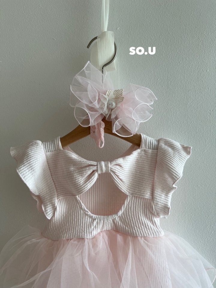 So U - Korean Baby Fashion - #babyootd - Ribbed Back Ribbon Tutu Suit - 5