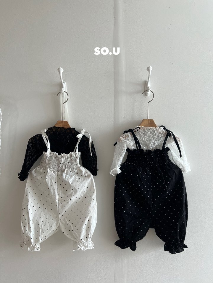 So U - Korean Baby Fashion - #babyootd - Dot Smocked Jumpsuit - 3