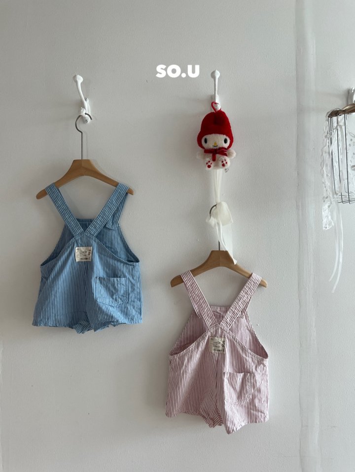 So U - Korean Baby Fashion - #babyoutfit - Stripe Suspender Suit - 3