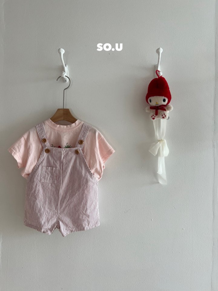 So U - Korean Baby Fashion - #babyoutfit - Stripe Suspender Suit - 4
