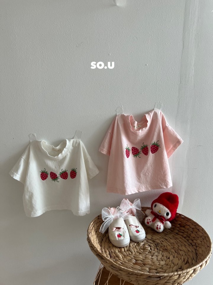 So U - Korean Baby Fashion - #babywear - Strawberry Print Tee